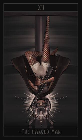 A card from a series of custom drawn tarot cards for a non-existent concept deck.
